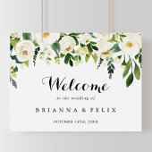 Greenery White Autumn Floral Wedding Welcome Sign Poster