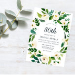 Greenery White Floral 80th Birthday Party Invite Kaart<br><div class="desc">Greenery White Floral 80th Birthday Invite Beauful White Floral Zie bijbehorend collectie in Niche en Nest Store</div>