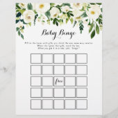 Greenery White Floral Baby Bingo Shower Game (Voorkant)