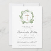 Greenery White Floral Baptisme Kaart (Voorkant)