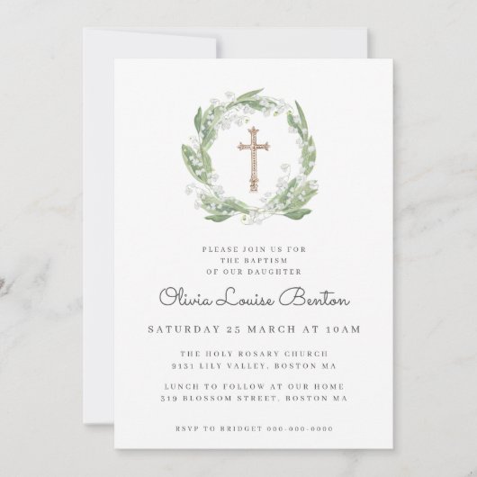 Greenery White Floral Baptisme Kaart (Voorkant)