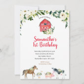 Greenery White Floral Boerderij 1st Birthday Invit Kaart (Voorkant)