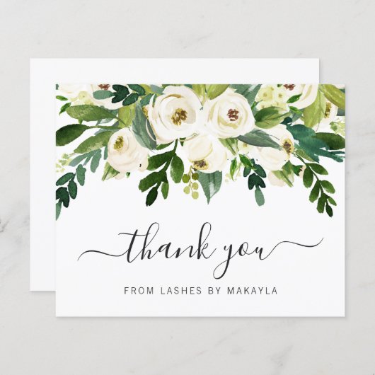 Greenery White Floral Budget Hartelijk dank (Voorkant / Achterkant)