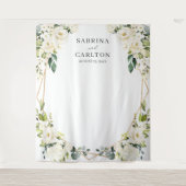 Greenery White Floral Geometric Wedding Backdrop Wandkleed (Voorkant)