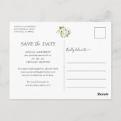 Greenery White Floral Gold Geometric Save the Date Briefkaart (Achterkant)