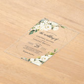 Greenery White Floral Gold Geometric Wedding Acryl Uitnodigingen (Laagn)