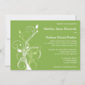 Greenery, White Floral Wedding Invitation Kaart (Achterkant)