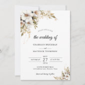 Greenery White Floral Wedding Kaart (Voorkant)