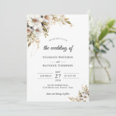 Greenery White Floral Wedding Kaart (Staand voorkant)