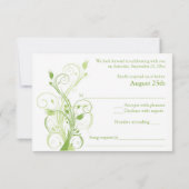 Greenery, White Floral Wedding RSVP Kaart (Achterkant)