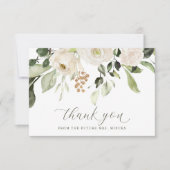 Greenery White Floral Wedding Vrijgezellenfeest Bedankkaart (Voorkant)
