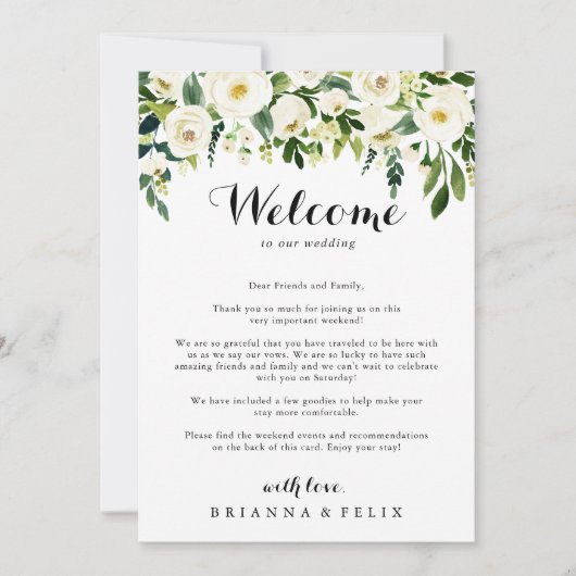 Greenery White Floral Wedding Welcome Letter (Voorkant)