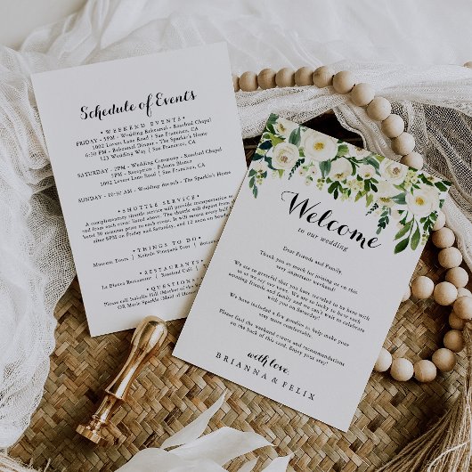 Greenery White Floral Wedding Welcome Letter