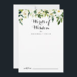 Greenery White Floral Wedding Words of Wisdom Advieskaart<br><div class="desc">Deze grove blanke brute brutale trouwwoorden van wijsheidsadviezen zijn perfect voor een ritje. Het ontwerp is voorzien van elegante waterverf witte pinda's met groene bladeren. Deze kaarten zijn perfect voor een bruiloft, vrijgezellenfeest, baby shower, graduatiedag en nog veel meer. Pas de kaarten aan met de namen van de bruid en...</div>