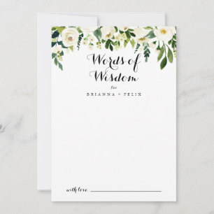 Greenery White Floral Wedding Words of Wisdom Advieskaart