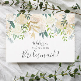 Greenery White Floral zal je zijn mijn Bridesmaid Kaart