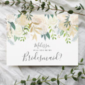 Greenery White Floral zal je zijn mijn Bridesmaid Kaart