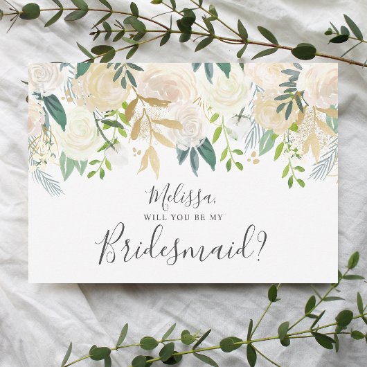 Greenery White Floral zal je zijn mijn Bridesmaid Kaart