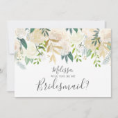Greenery White Floral zal je zijn mijn Bridesmaid Kaart (Voorkant)
