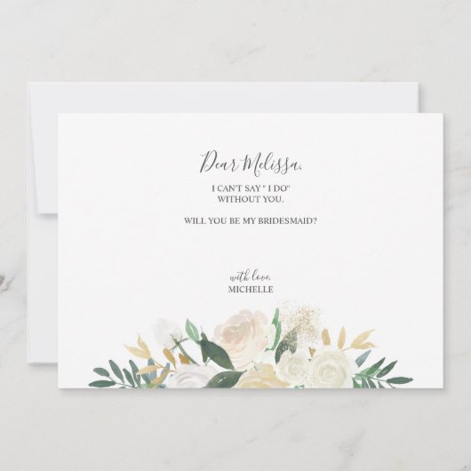 Greenery White Floral zal je zijn mijn Bridesmaid Kaart (Achterkant)