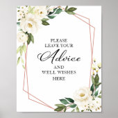Greenery White Flowers Advice and well wil Sign Poster (Voorkant)