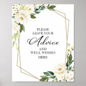 Greenery White Flowers Advice and well wil Sign Poster (Voorkant)