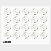 Greenery White Flowers Geometric Vrijgezellenfeest Ronde Sticker (Vel)