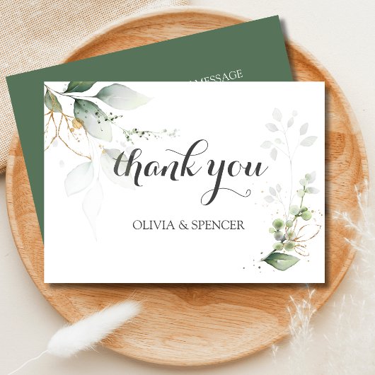 Greenery White Gold Leaves Weddenschap Hartelijk d Bedankkaart