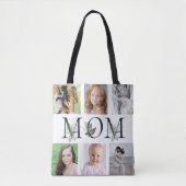 Greenery White MOM 6 Photo Moederdag Gift Tote Bag (Voorkant)