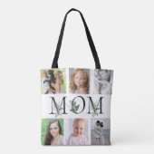 Greenery White MOM 6 Photo Moederdag Gift Tote Bag (Achterkant)