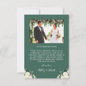 Greenery White Peony Floral Arch Wedding Foto Bedankkaart (Achterkant)