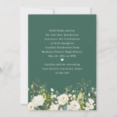 Greenery White Rose Floral Afstuderen Aankondiging (Achterkant)