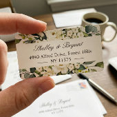 Greenery White Rose Waterverf Floral Adres Etiket