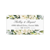 Greenery White Rose Waterverf Floral Adres Etiket (Voorkant)