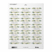 Greenery White Rose Waterverf Floral Adres Etiket (Full Sheet)