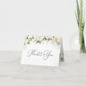 Greenery White Roses Baby shower bedankje Bedankkaart (Voorkant)