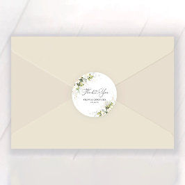 Greenery White Roses Baby shower Dank u Sticker