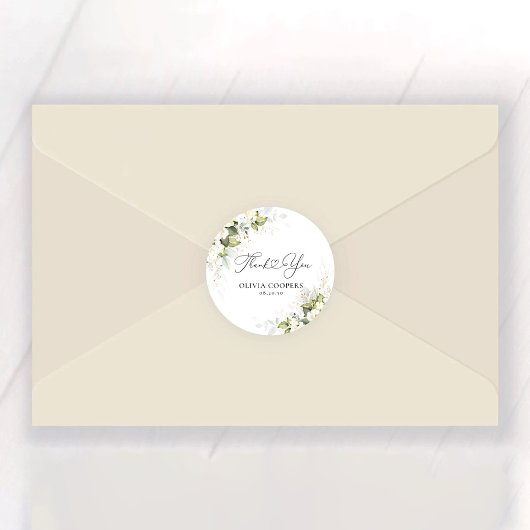 Greenery White Roses Baby shower Dank u Sticker