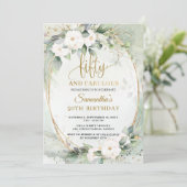 Greenery White roses eucalyptus 50 en geweldig Kaart (Staand voorkant)