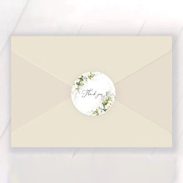Greenery White Roses Vrijgezellenfeest Ronde Sticker