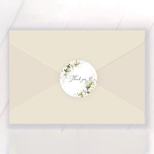 Greenery White Roses Vrijgezellenfeest Ronde Sticker