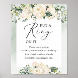 Greenery white roses zetten een ring op het spelbo poster