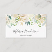 Greenery White Waterverf Floral Drop Visitekaartje (Voorkant)
