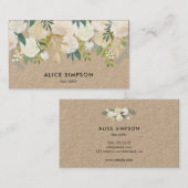 Greenery White Waterverf Floral Kraft Visitekaartje (Voorkant / Achterkant)