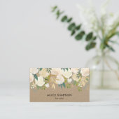 Greenery White Waterverf Floral Kraft Visitekaartje (Staand voorkant)