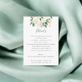 Greenery White Waterverf Floral Wedding Details Informatiekaartje