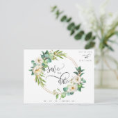 Greenery White Yellow Floral Wedding Save the Date Briefkaart (Staand voorkant)