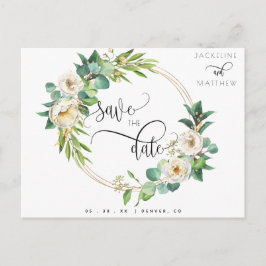 Greenery White Yellow Floral Wedding Save the Date Briefkaart