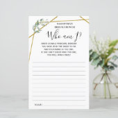 Greenery Who am I? vrijgezellenfeest tweetalige ga (Staand voorkant)