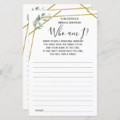 Greenery Who am I? vrijgezellenfeest tweetalige ga (Voorkant / Achterkant)